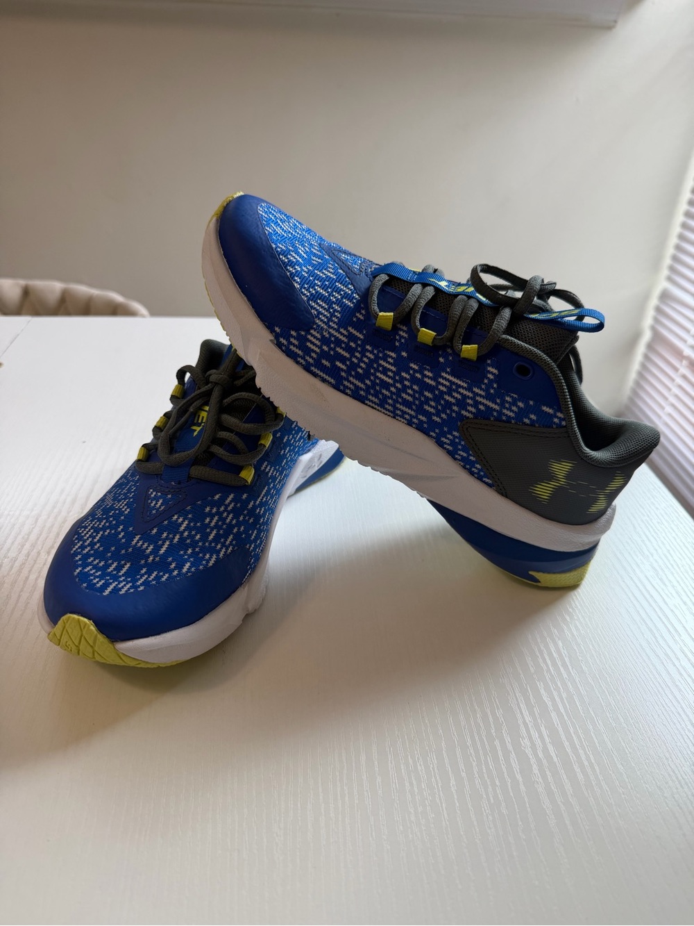 Under Armour Kids' Blue, Gray and Yellow Athletic Sneakers